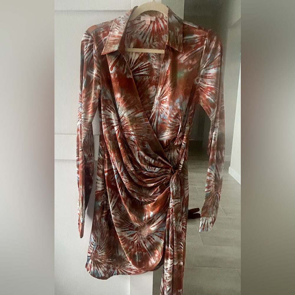 LUXXEL size S wrap silk dress